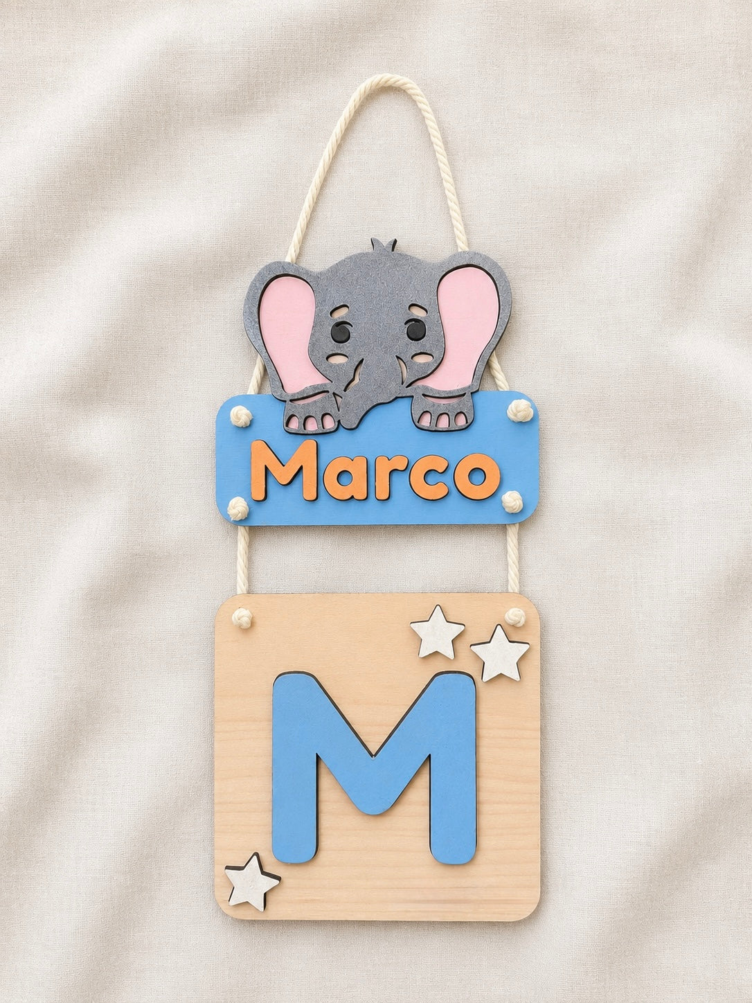 Placa Nombre e Inicial de Madera
