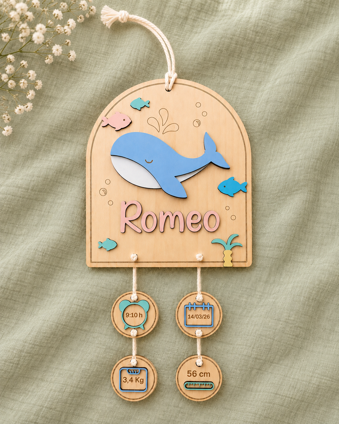 Natalicio Personalizado de madera - Sueños del Mar