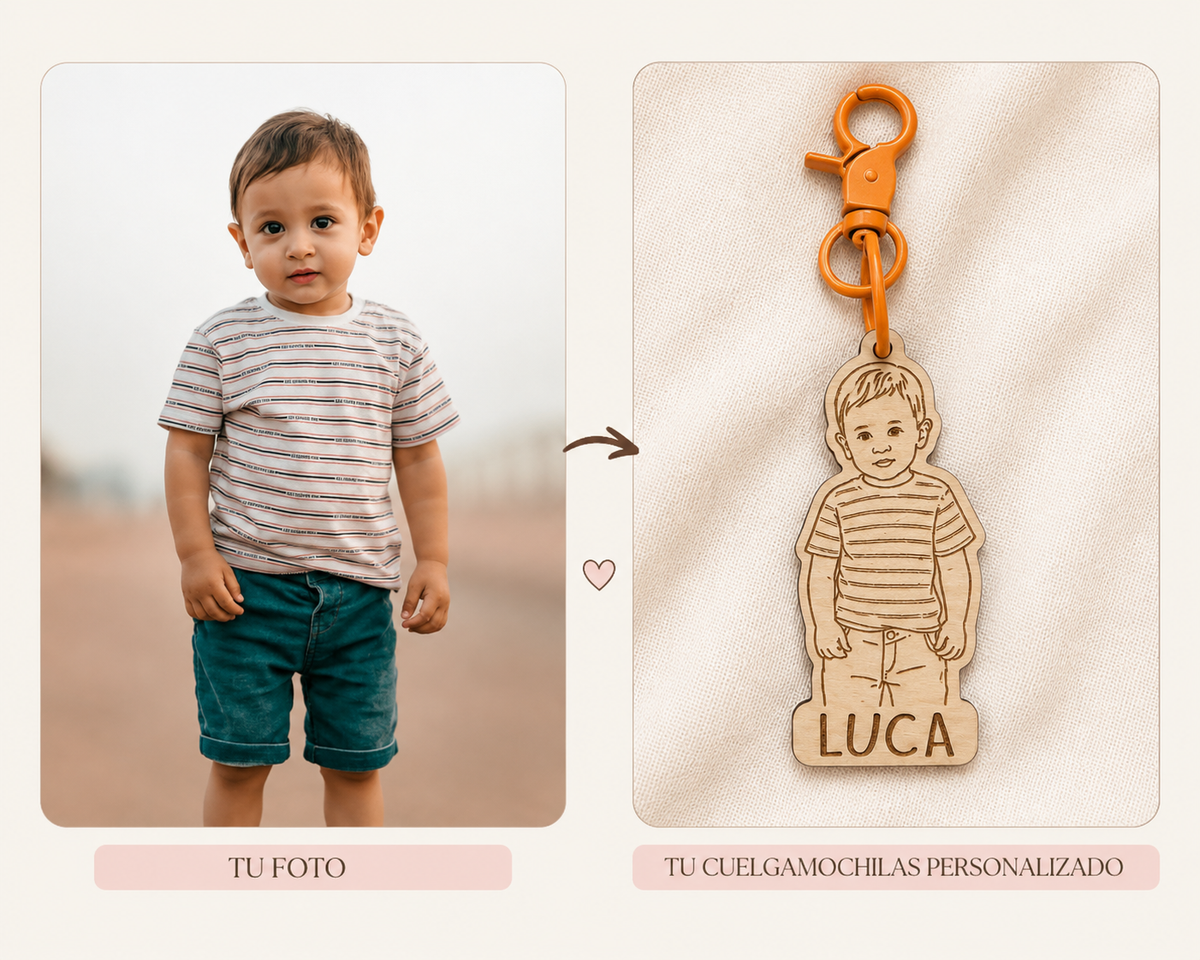 Cuelga mochilas personalizado madera fotografía 