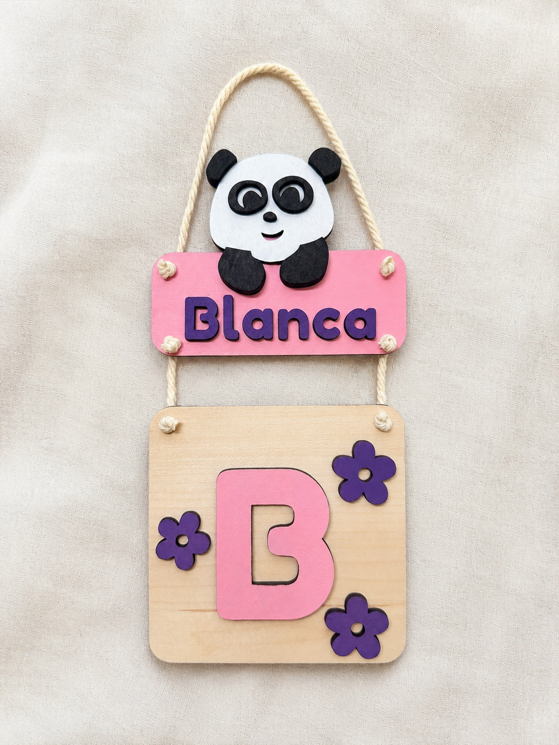 Placa Nombre e Inicial de Madera