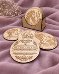 Set de 12 posavasos de los dioses griegos en madera