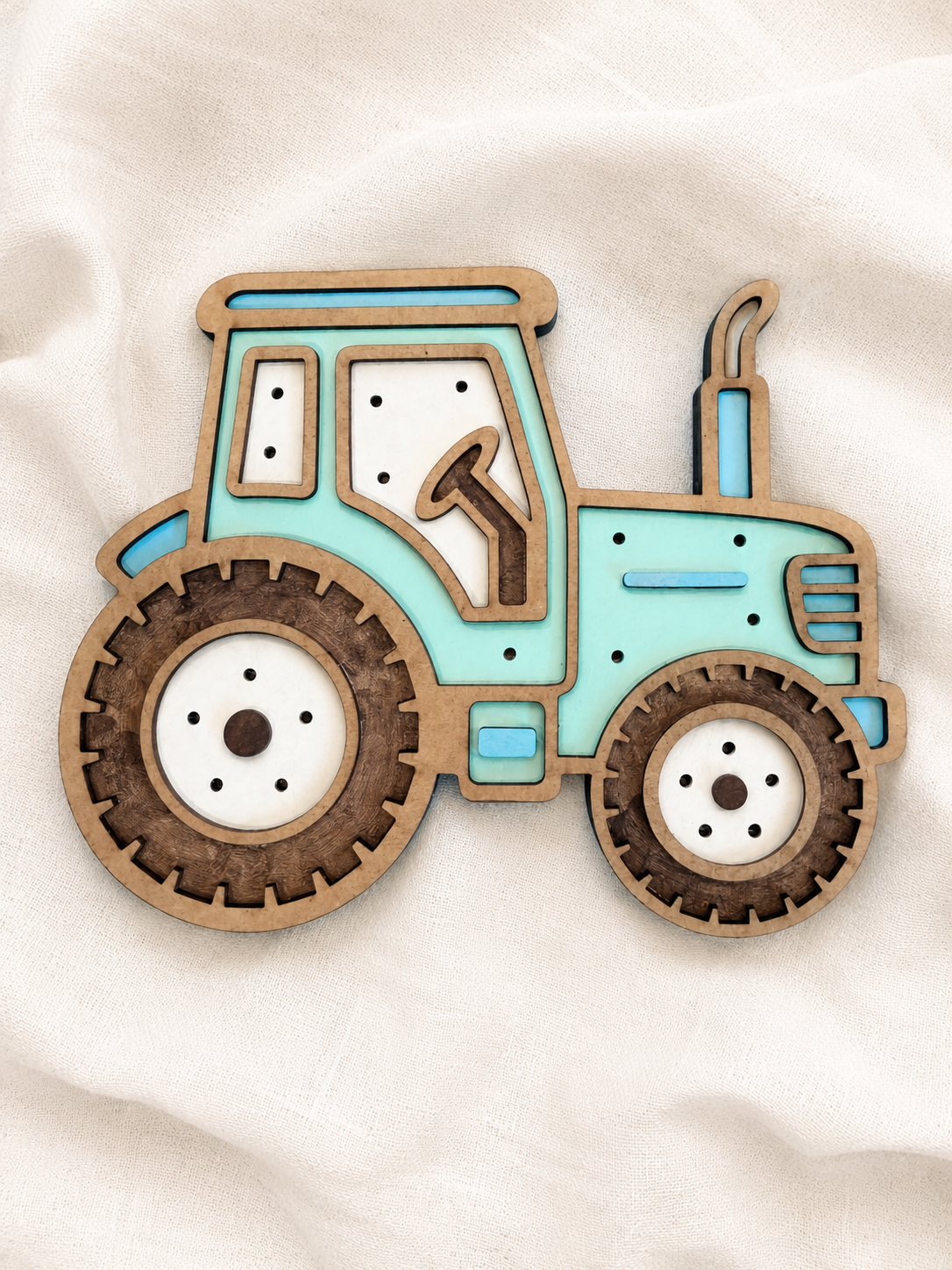 lampara tractor infantil led madera