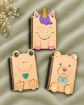 Libretas infantiles de madera con forma de animal