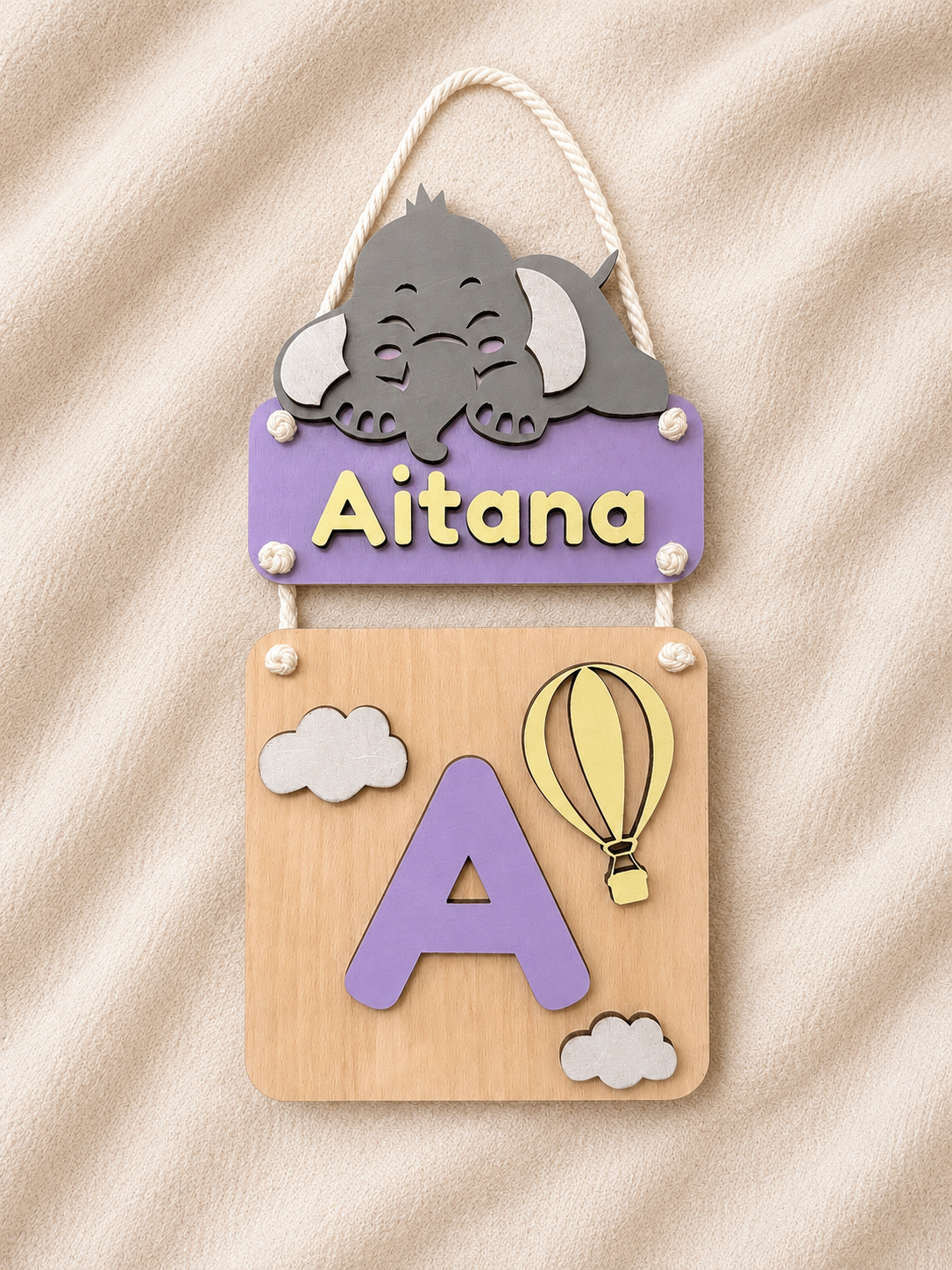 placa nombre bebe personalizado dibujo madera